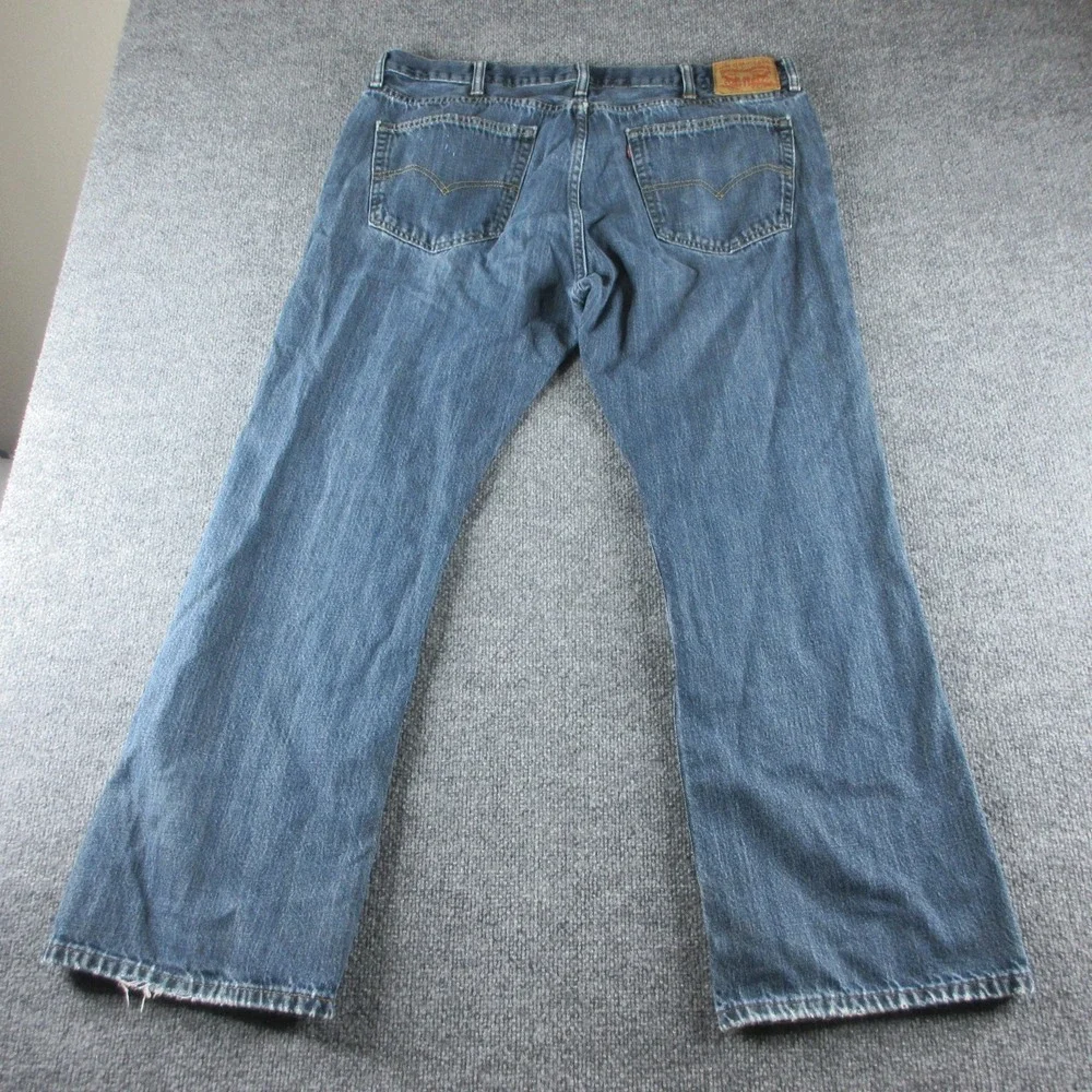 Levis 527 Jeans Mens 42x31 Blue Slim Bootcut Medium Wash Denim Distressed Pants